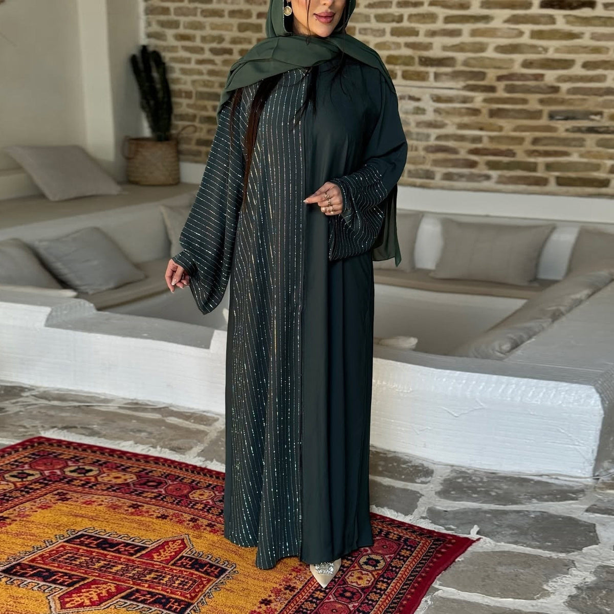 Women's Rhinestone Abaya Dress