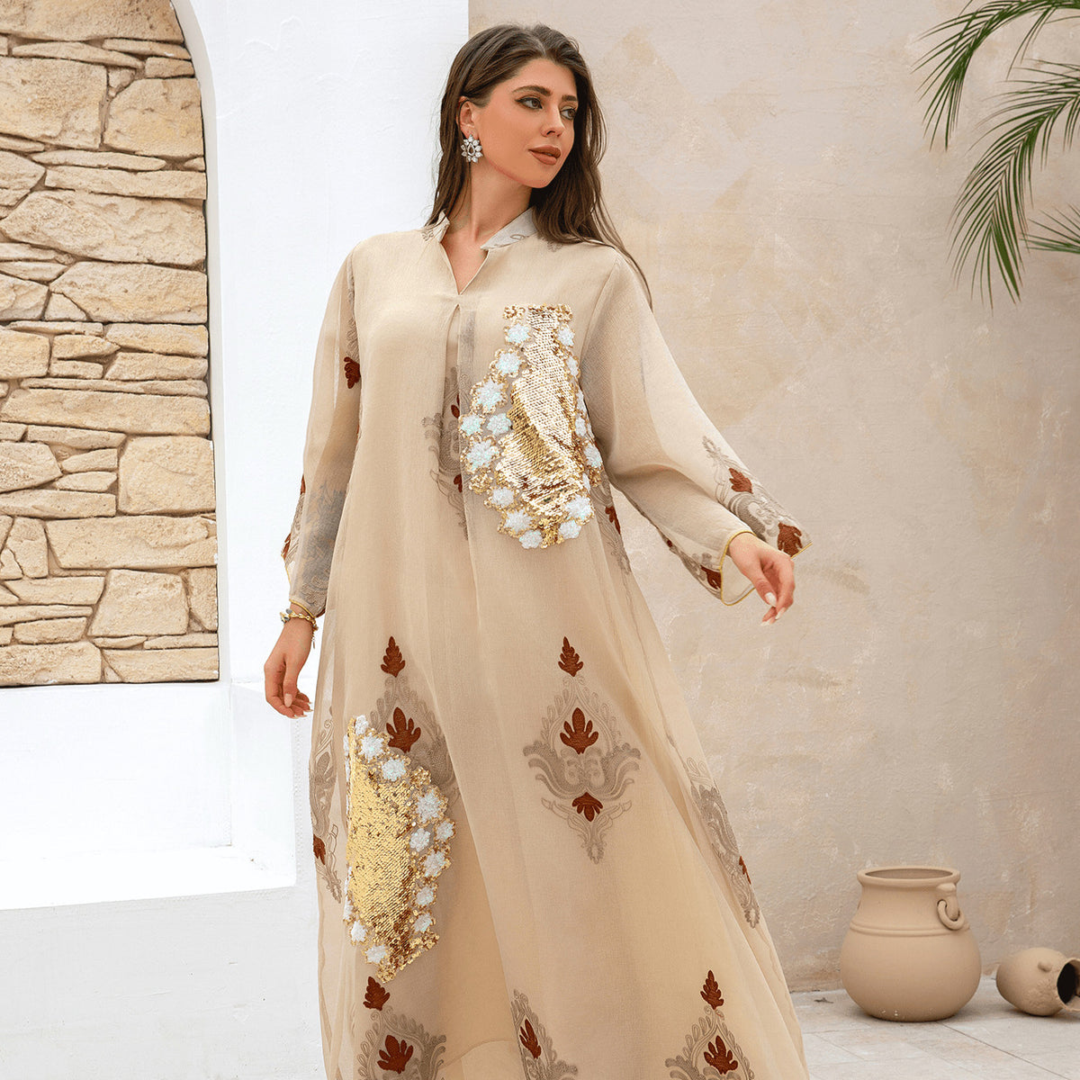 Embroidered Muslim Abaya Dress