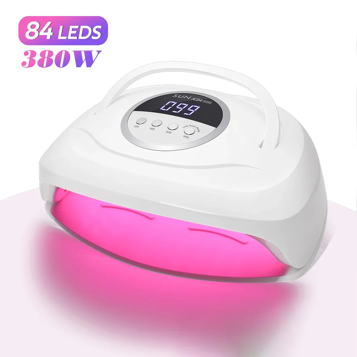 مصباح تجفيف أظافر UV LED بقوة 380 واط و84 لمبة - بحساس تلقائي وتجفيف سريع