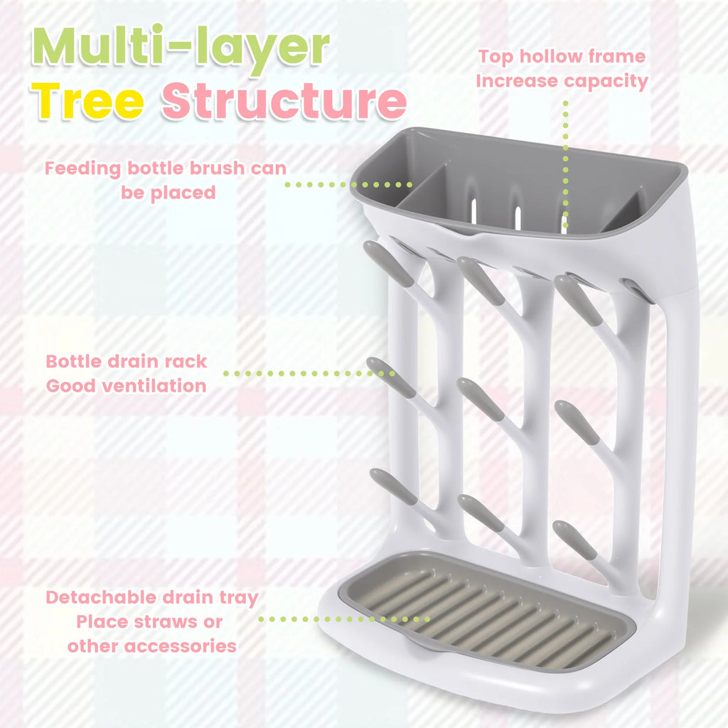 Countertop Baby Bottle Drying Rack — Detachable Tray