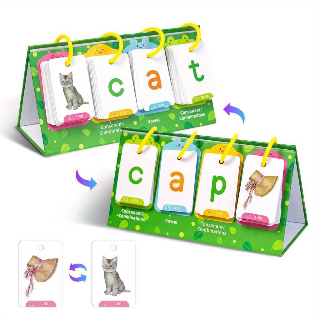 بطاقات بناء الكلمات الإنجليزية لتعليم القراءة والنطق
