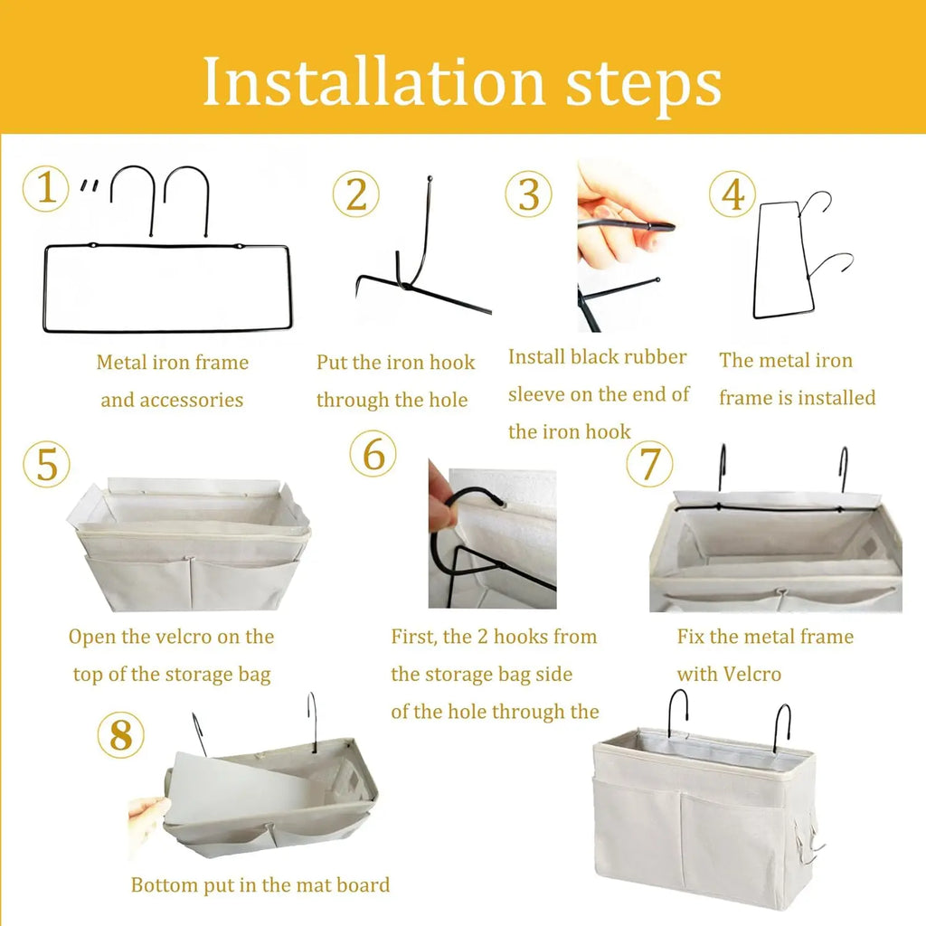 Multi-Pocket Bedside Storage Basket — Bed & Nursery Organizer