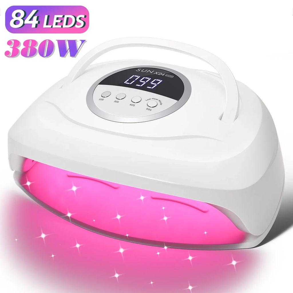 مصباح تجفيف أظافر UV LED بقوة 380 واط و84 لمبة - بحساس تلقائي وتجفيف سريع