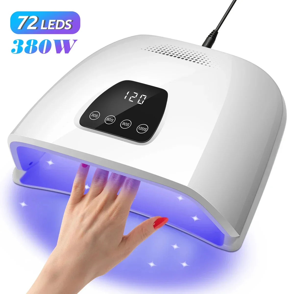 مصباح تجفيف أظافر UV LED بقوة 480 واط و108 لمبة - بوضع تبييض ومساحة كبيرة