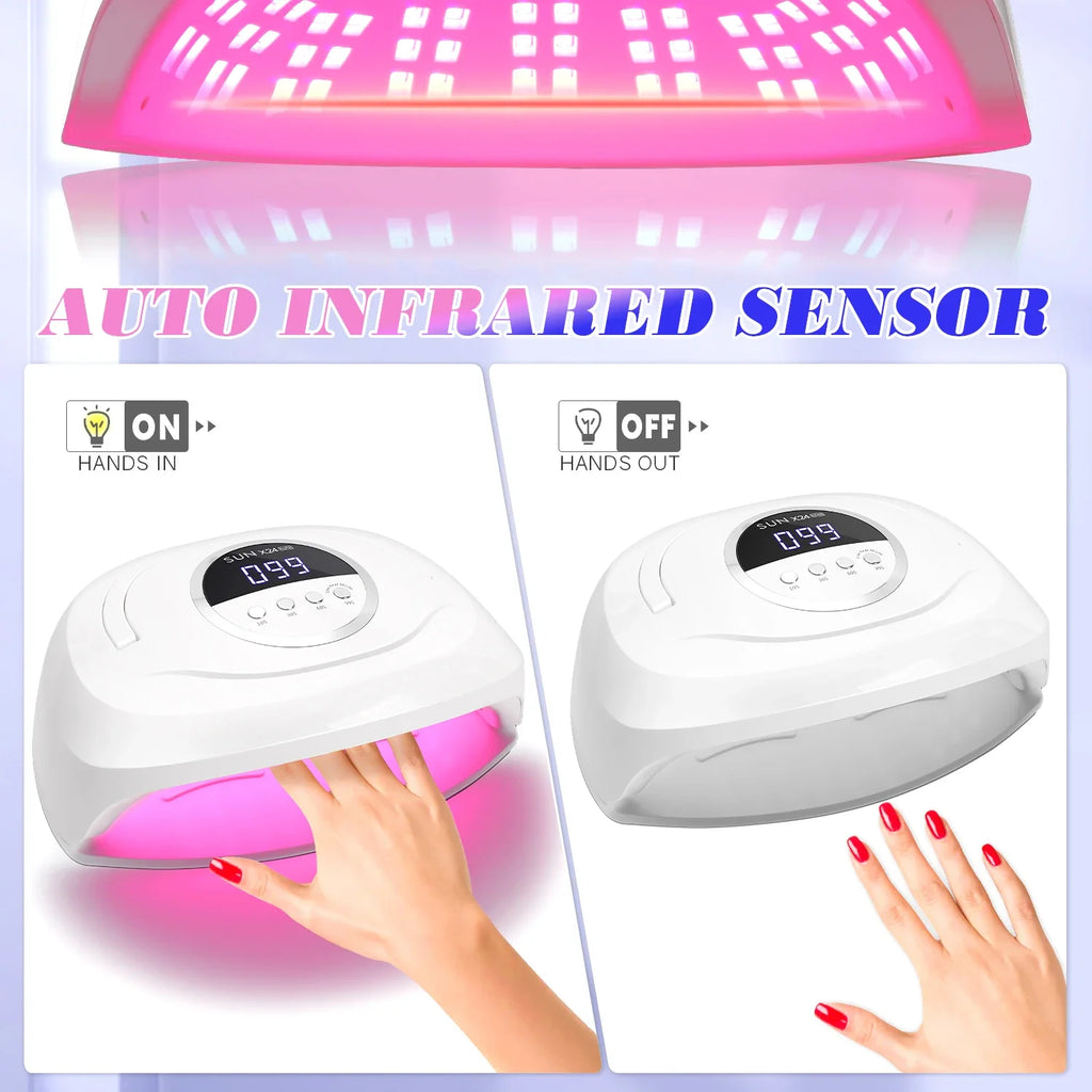 مصباح تجفيف أظافر UV LED بقوة 380 واط و84 لمبة - بحساس تلقائي وتجفيف سريع