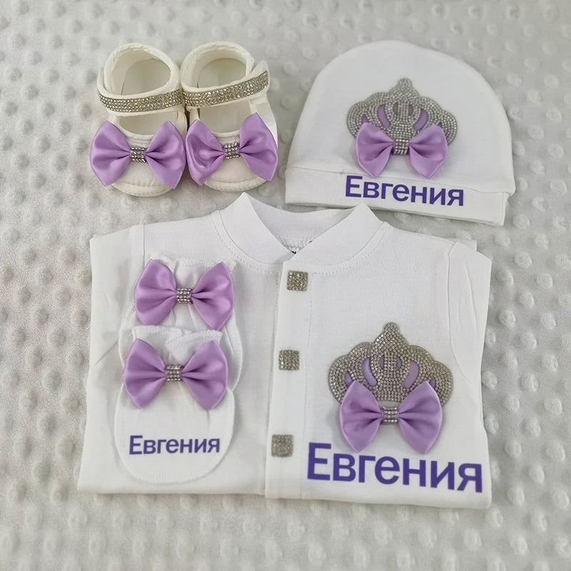طقم ملابس استقبال المولود بلمسة أنيقة — هدية دافئة للعودة للمنزل
