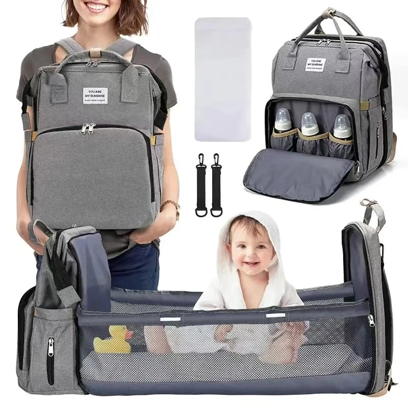 Foldable Diaper Bag Backpack with Changing Station