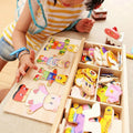 Educational wooden bear dressing toy — developing a child's motor skills