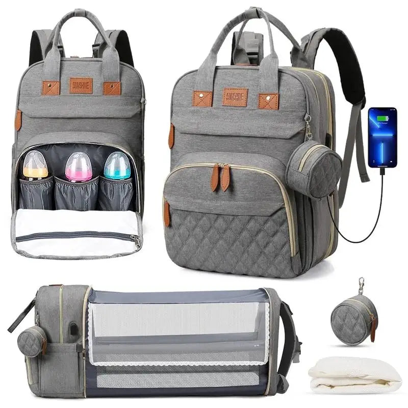 3-in-1 Diaper Bag Backpack with Changing Station & USB Charging