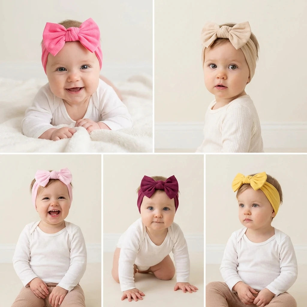 Baby Girl Bow Headband Set — Soft and Comfortable Look