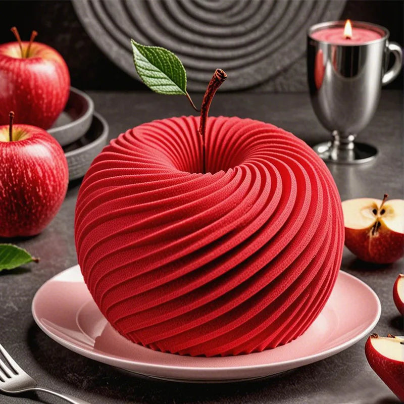 قالب سيليكون حلزوني لكيك الموس على شكل تفاحة