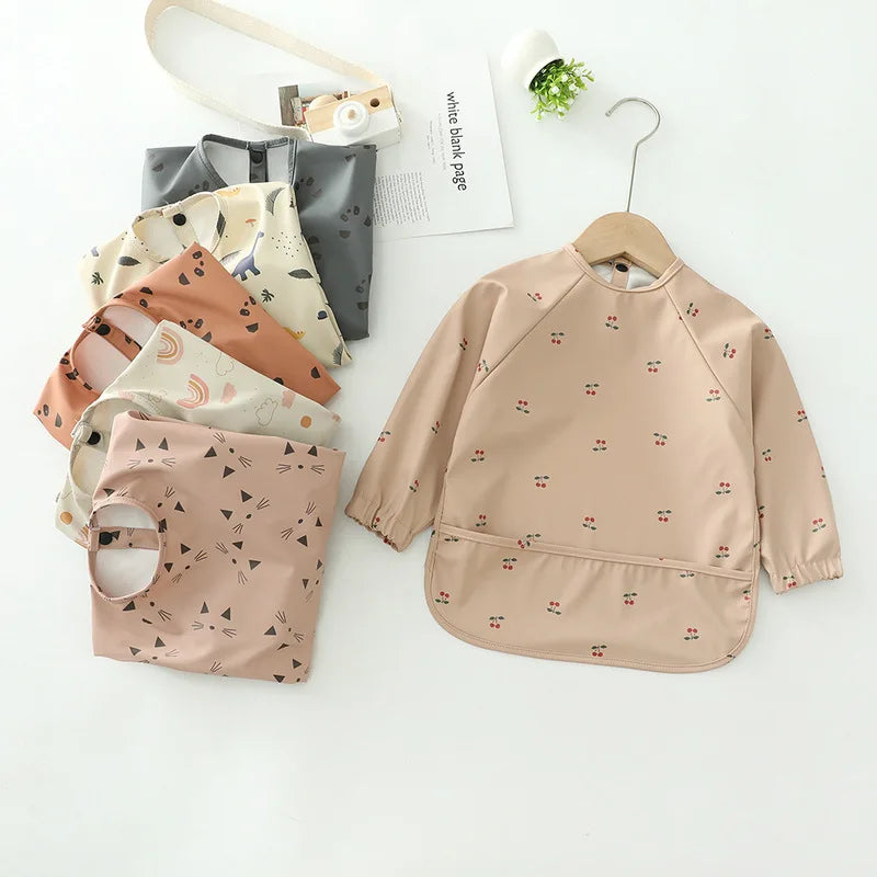 Waterproof Long-Sleeve Baby Feeding Bib