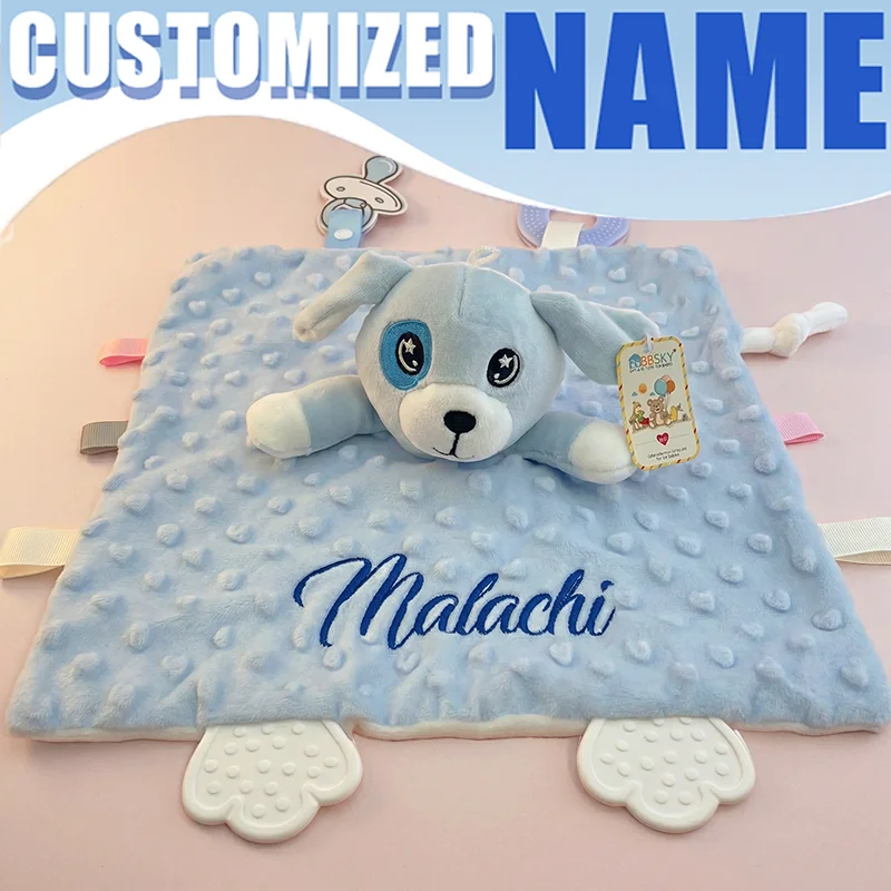 Personalised Baby Comforter with Silicone Teether — Custom Name Gift