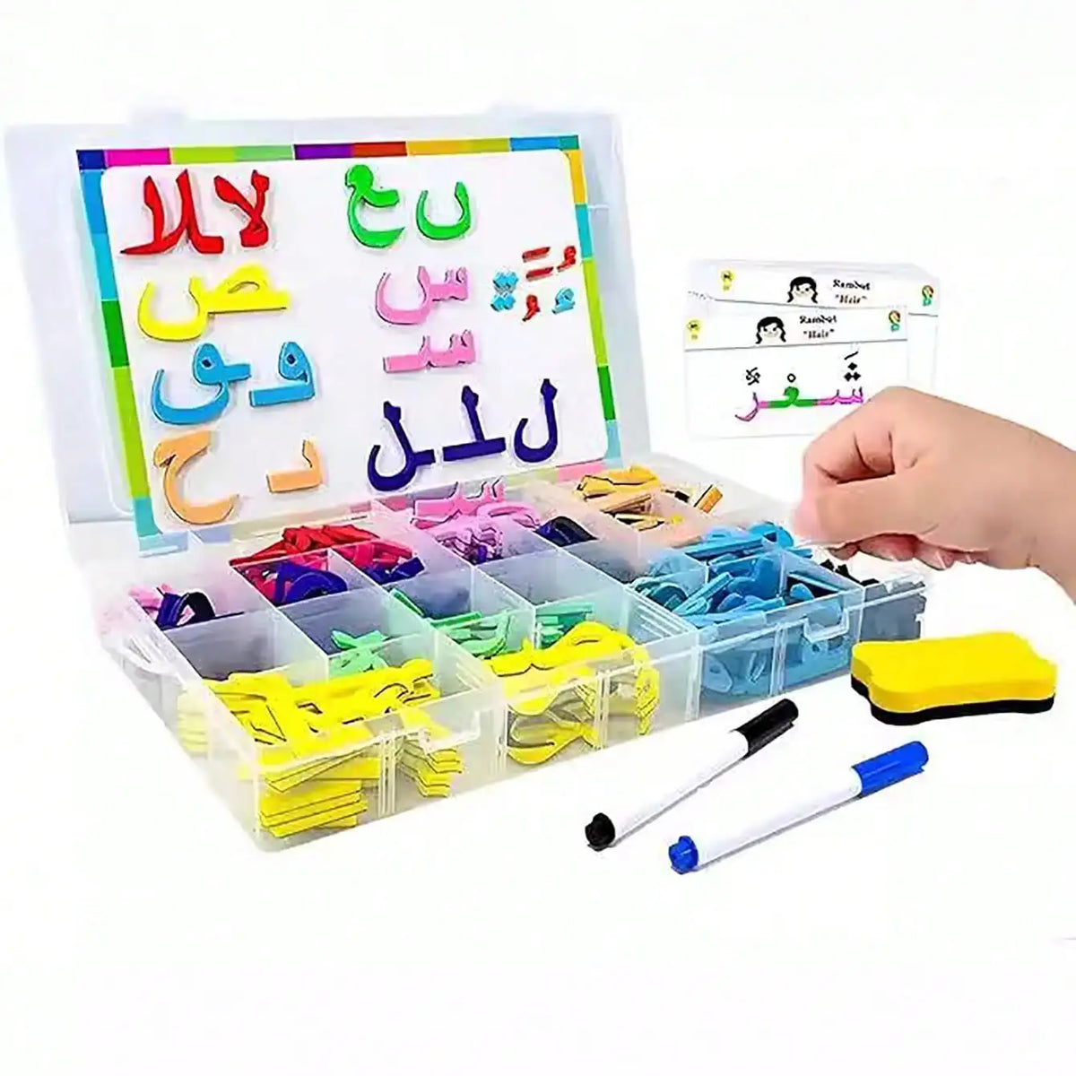 ملصقات الحروف العربية المغناطيسية الملونة لتعلم التهجئة