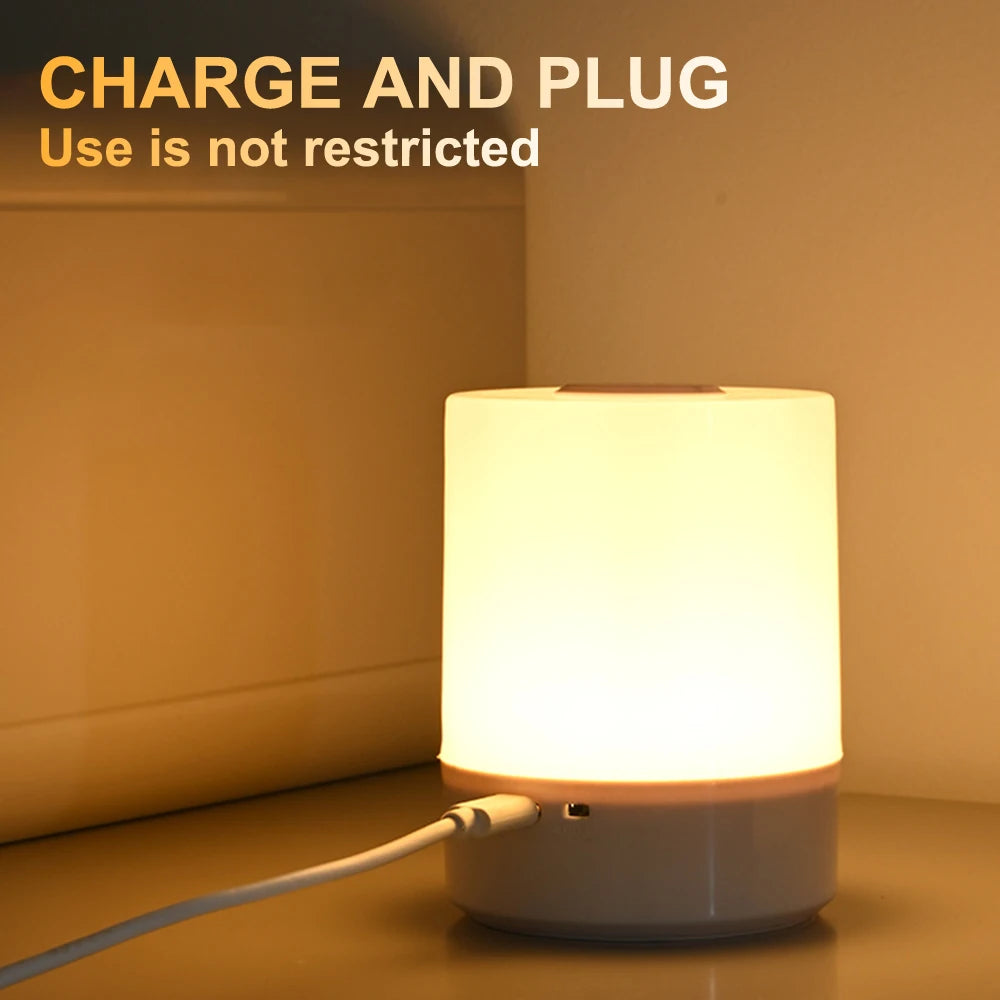 Rechargeable Touch Night Light — Dimmable Bedside Lamp for Kids
