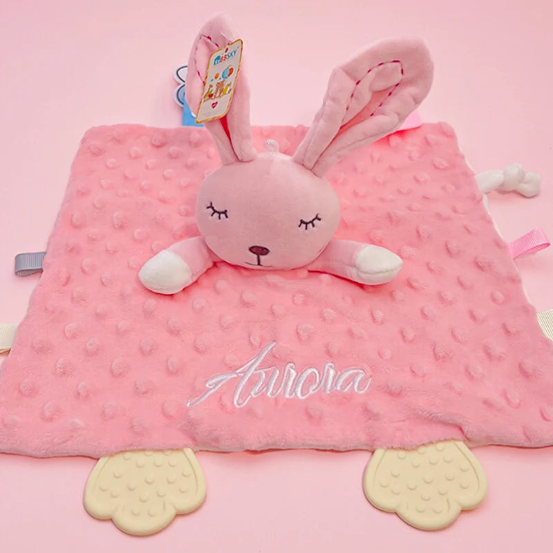 Personalised Baby Comforter with Silicone Teether — Custom Name Gift