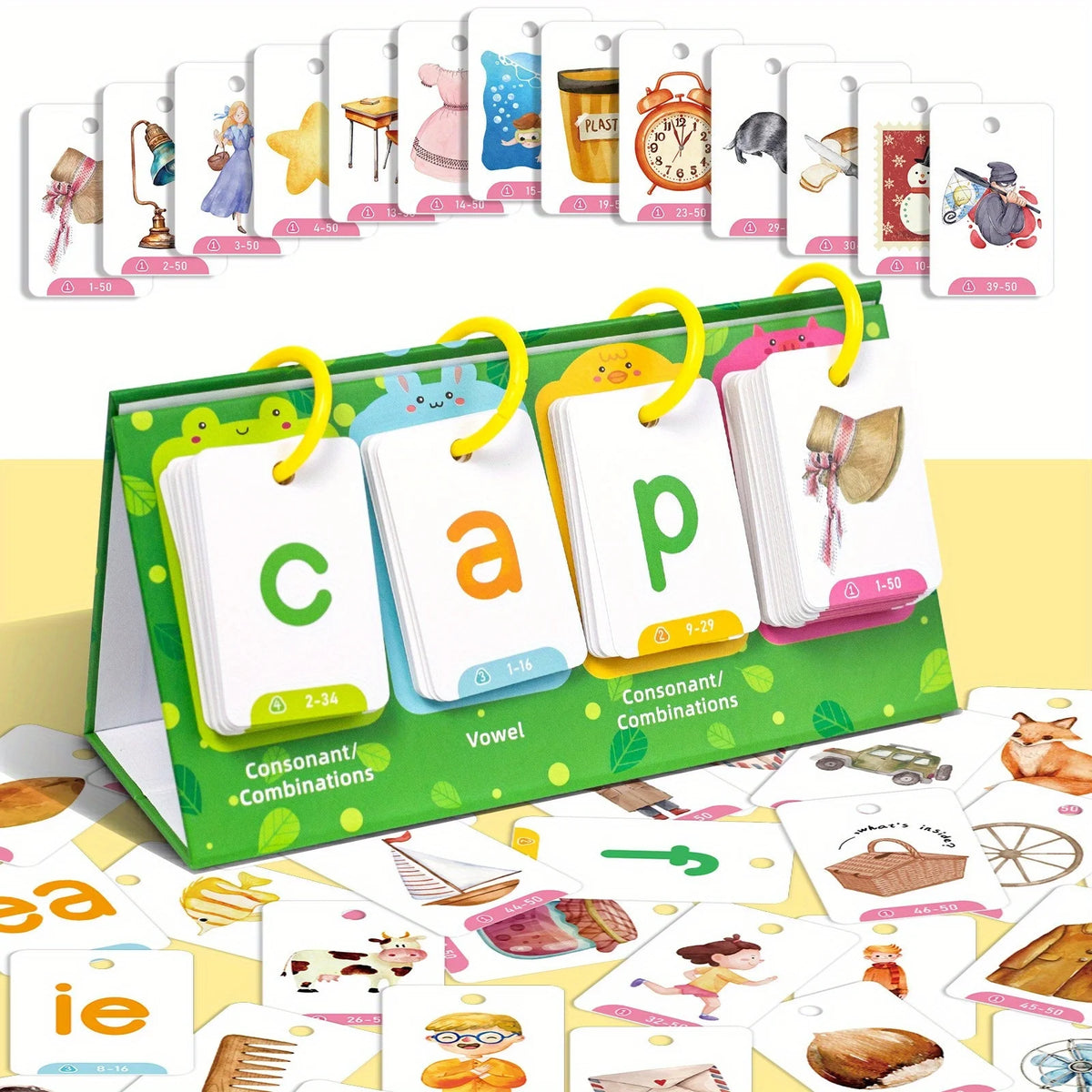 English word-building cards for teaching reading and pronunciation
