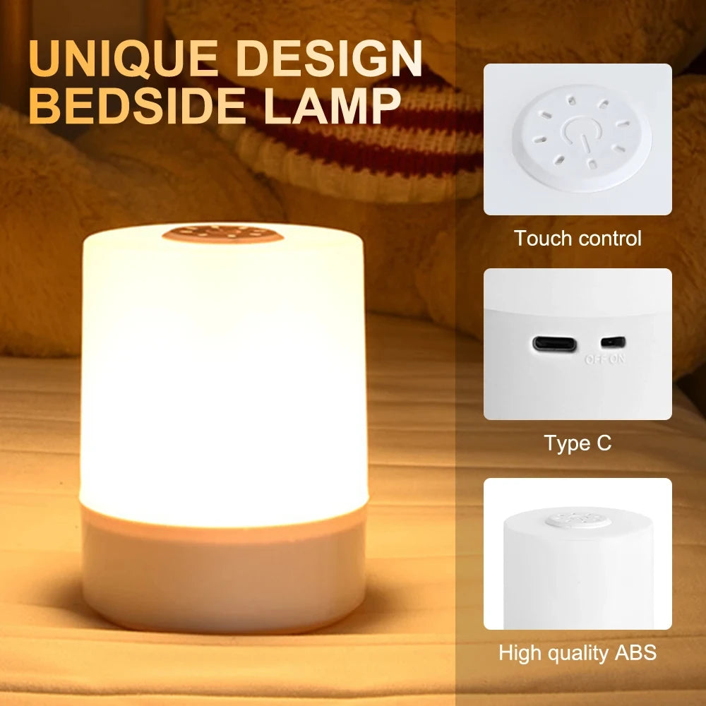 Rechargeable Touch Night Light — Dimmable Bedside Lamp for Kids