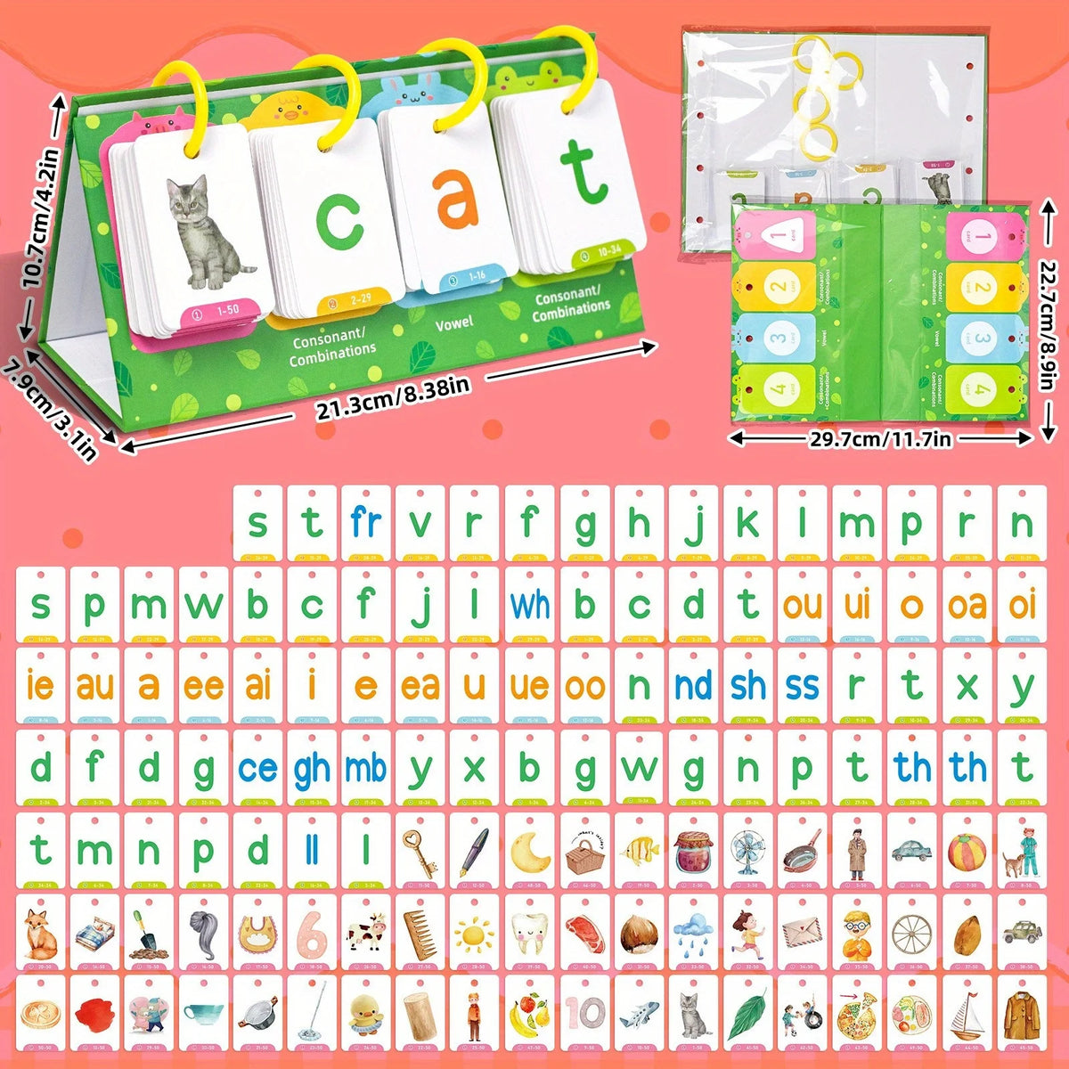 English word-building cards for teaching reading and pronunciation