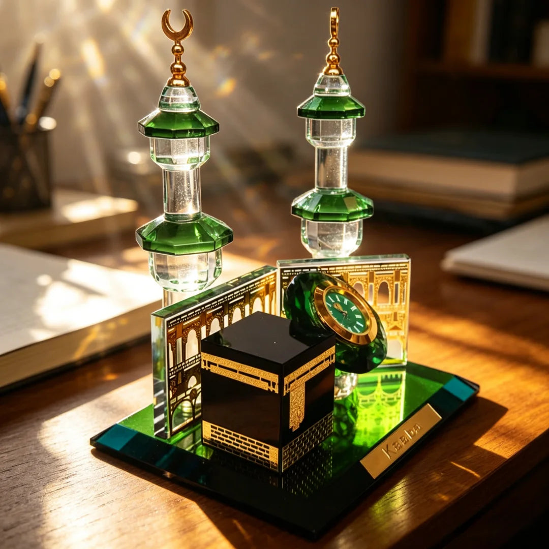 مجسم برج ساعة مكة الكريستالي - تحفة ديكور إسلامية فاخرة