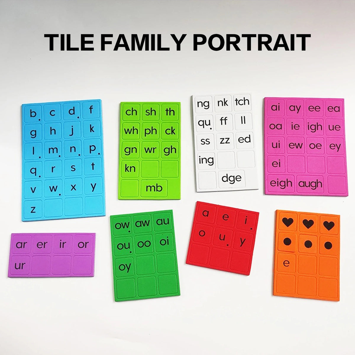Magnetic letter tiles for learning reading and phonics