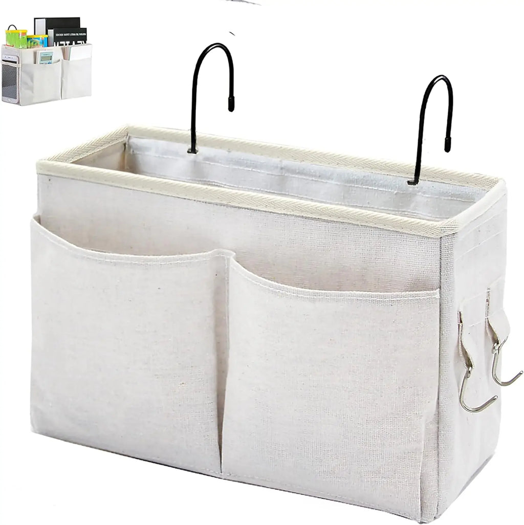 Multi-Pocket Bedside Storage Basket — Bed & Nursery Organizer