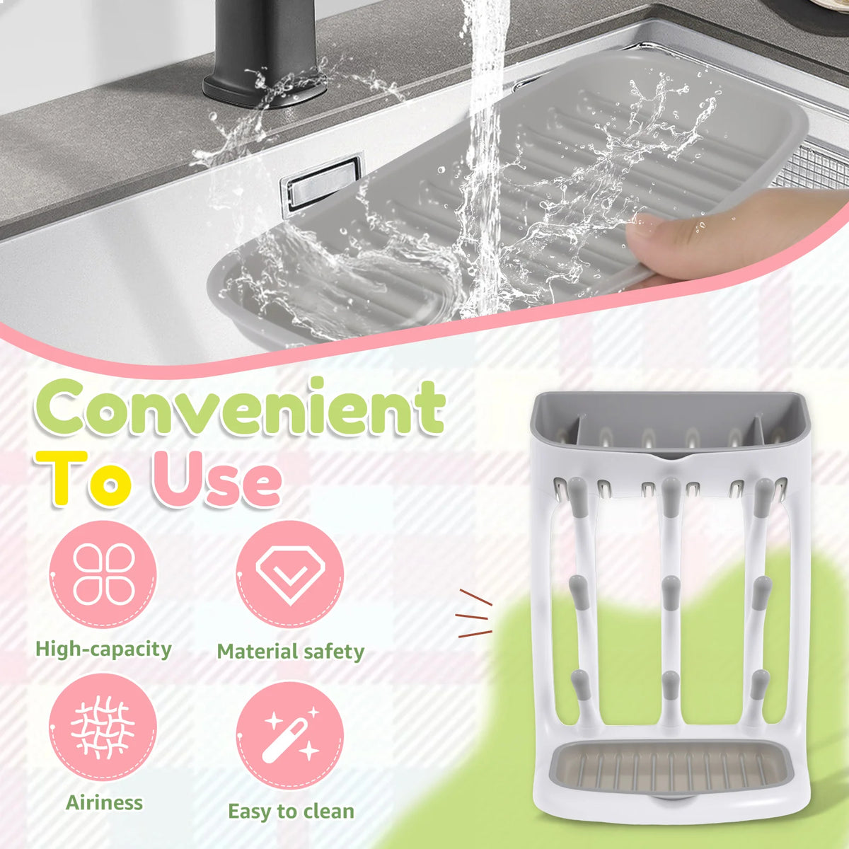 Countertop Baby Bottle Drying Rack — Detachable Tray
