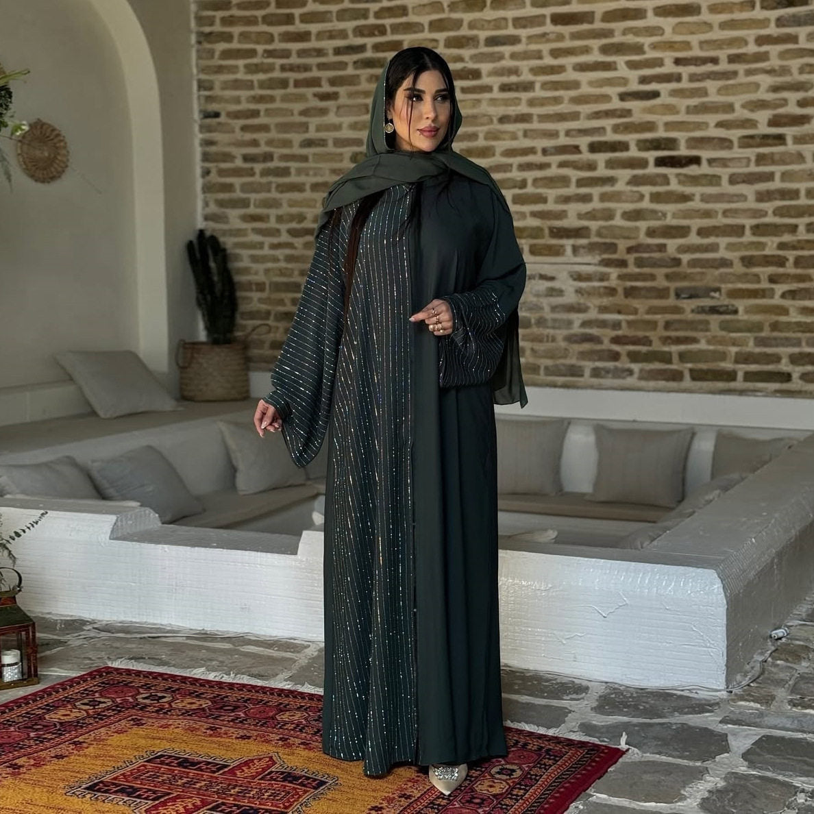 Women's Rhinestone Abaya Dress