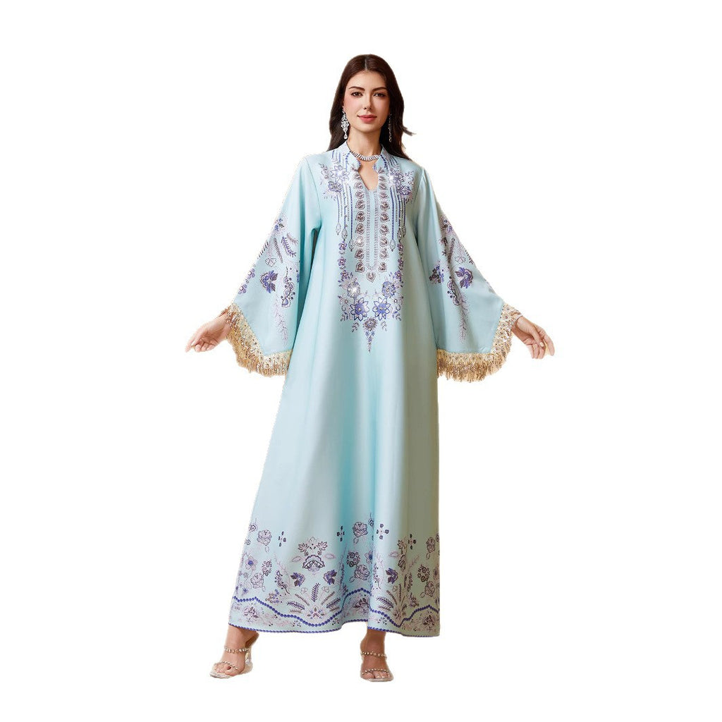 Womens Tassel Abaya Long Dress