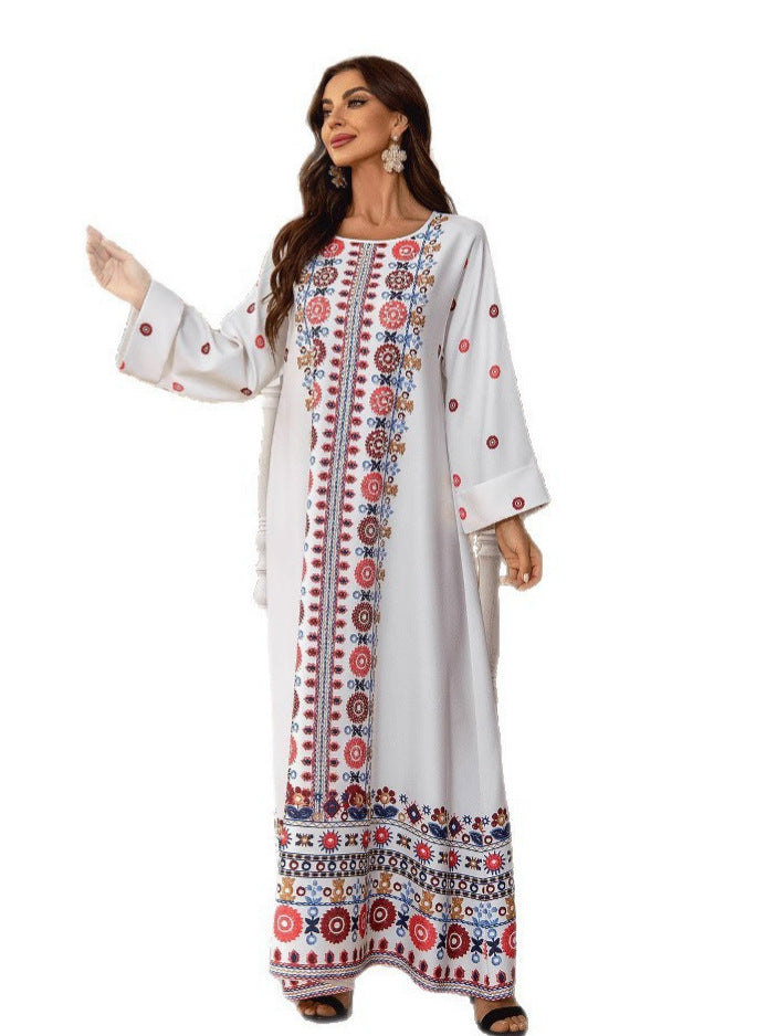 Printed Round Neck Abaya Dress